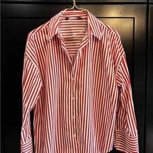 Zara Red + White Striped Women’s Shirt